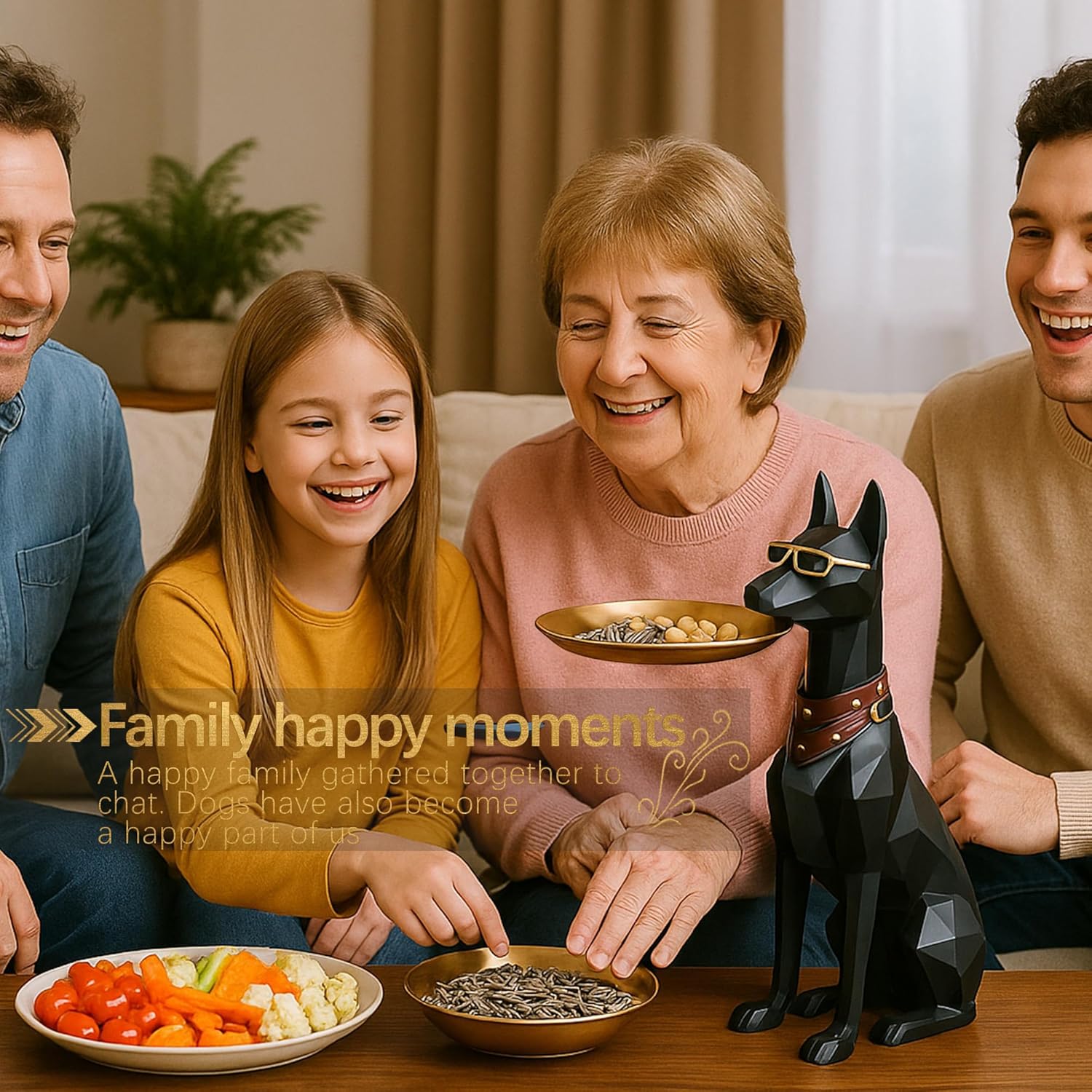 Large Modern Standing Dog Statue with End Table Tray