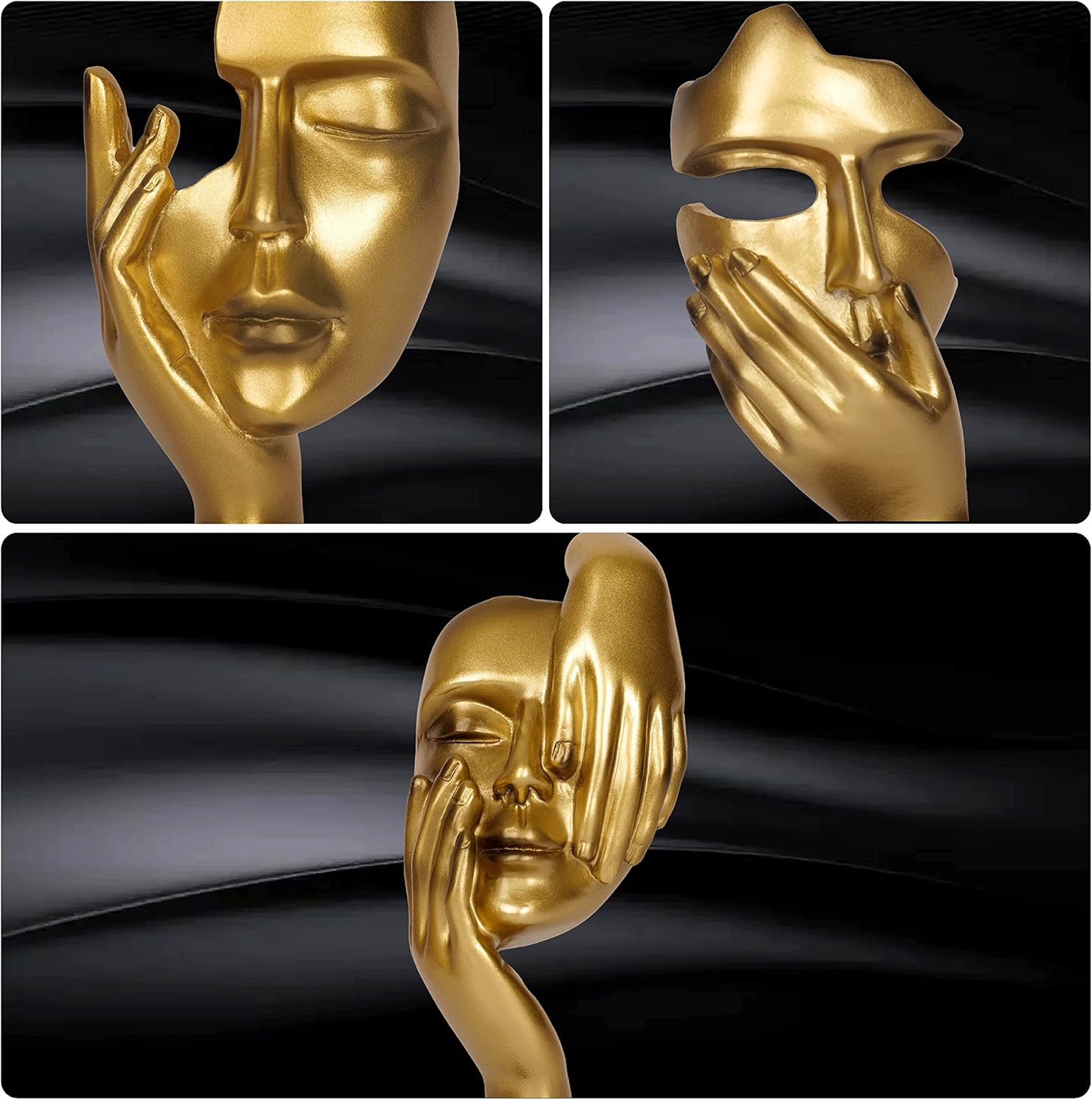3 Piece Thinker Statue Gold Home Decor Resin Sculptures