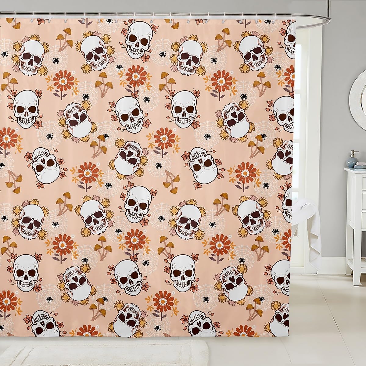 Feelyou Halloween Shower Curtain Set 72x78 Kids Spider Web