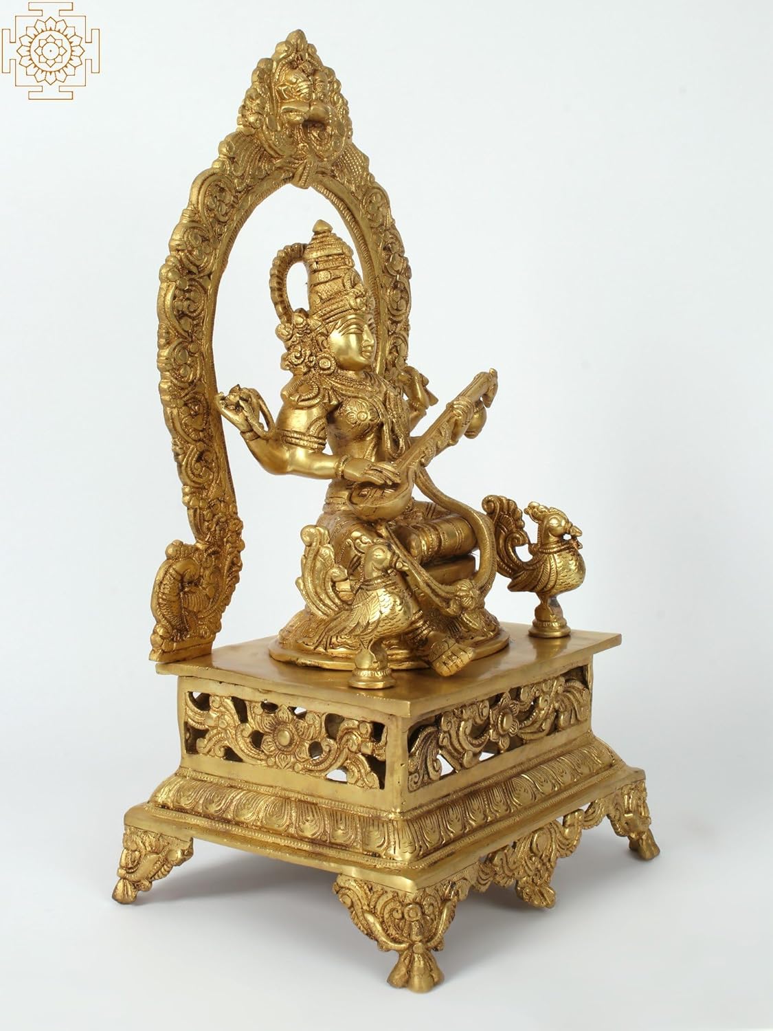 Brass Goddess Saraswati Statue with Veena 1