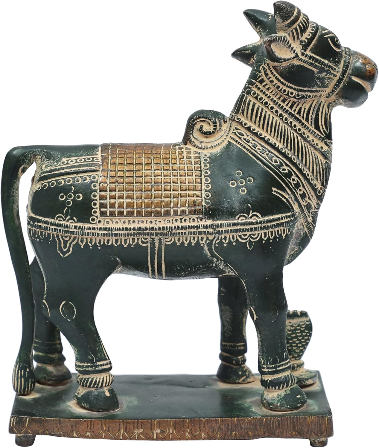 Brass Nandi Cow Statue - 5 Inch Vahana of Lord Shiva