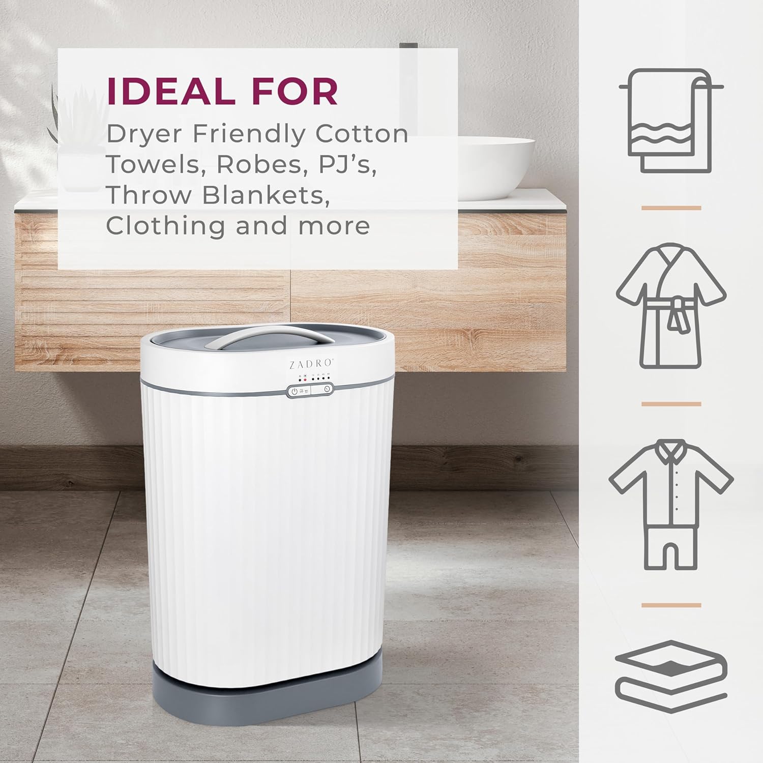Zadro Fluted Oval Towel Warmer with Timer and Aromatherapy