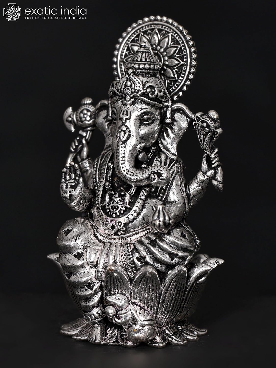 Exotic India Small Superfine Ganesha Brass Statue 1