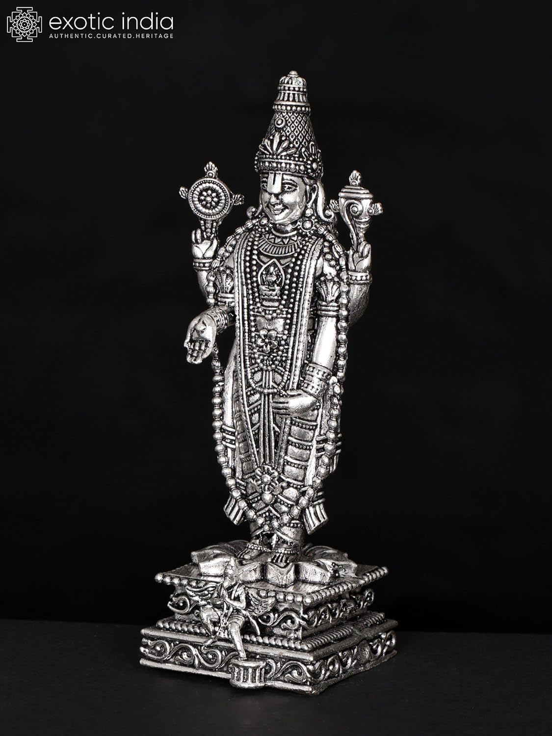 Superfine Lord Tirupati Balaji Brass Statue with Garuda Base