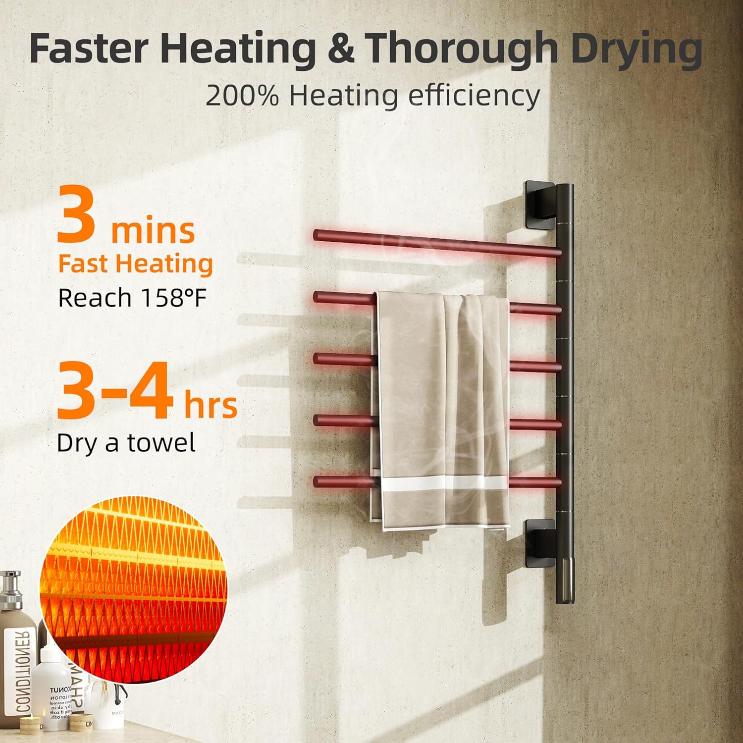 PBhusri Electric Towel Warmer with Rotating Rack and Timer