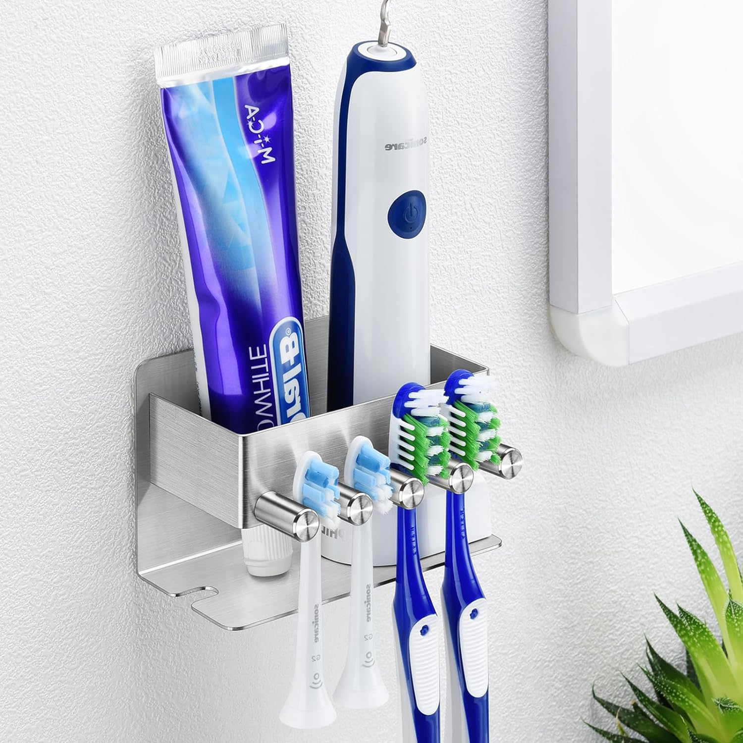 Stainless Steel Toothbrush Holder with 4 Slots