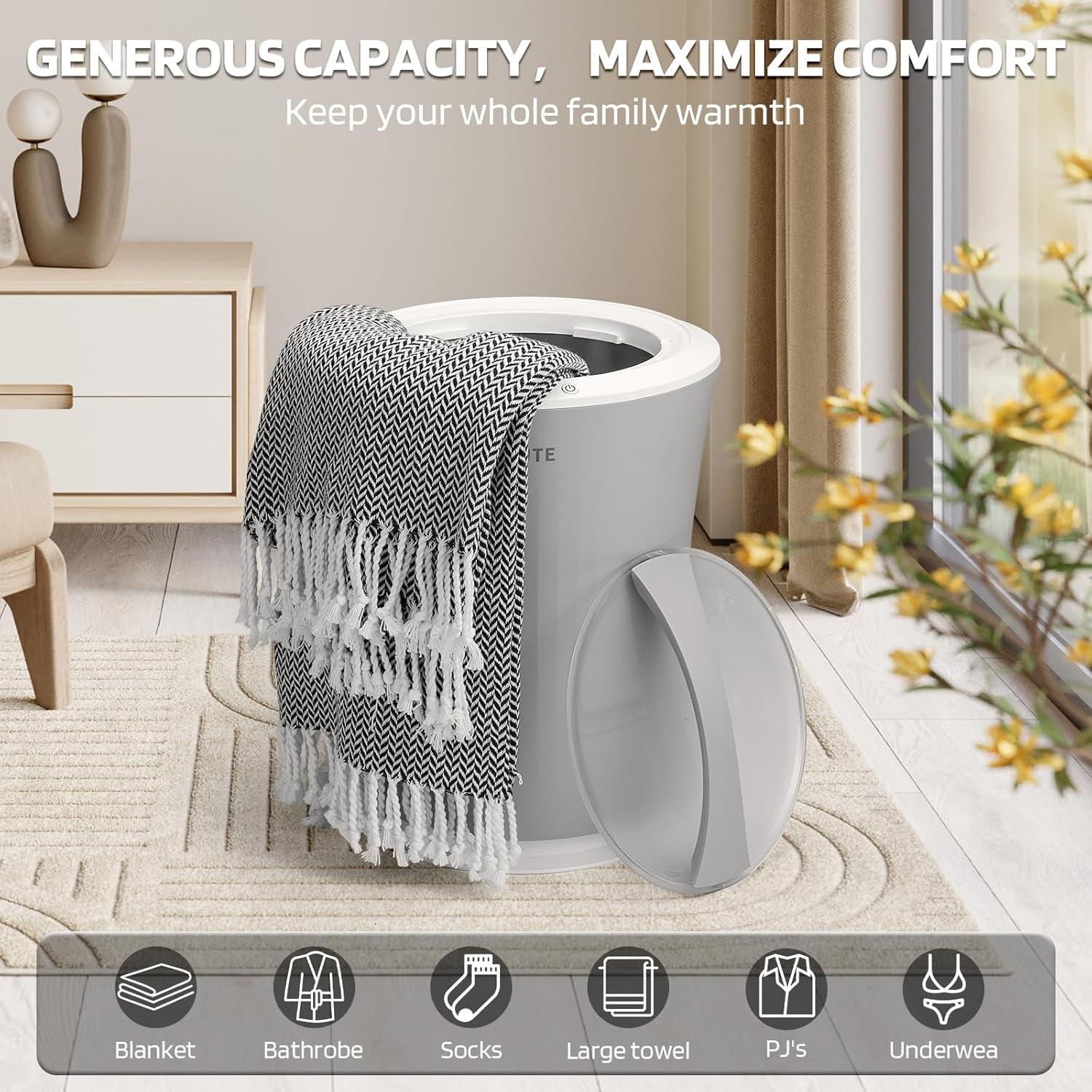 Lagute iSnug Towel Warmer with 3-Level Timer and RGB Light
