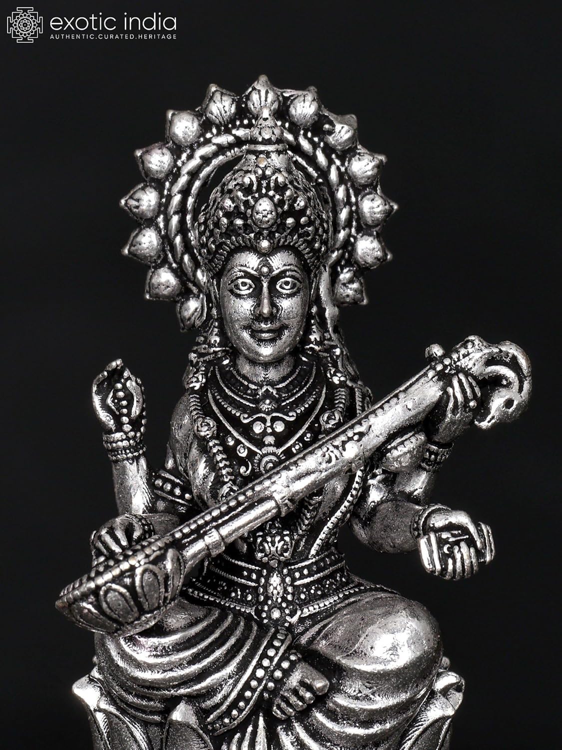 Exotic India Small Superfine Saraswati Brass Statue