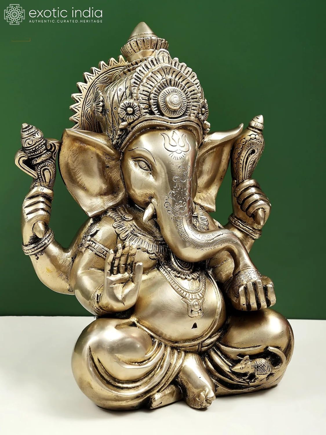 Brass Ganesha Statue 125 Inch Divine Home Office Decor