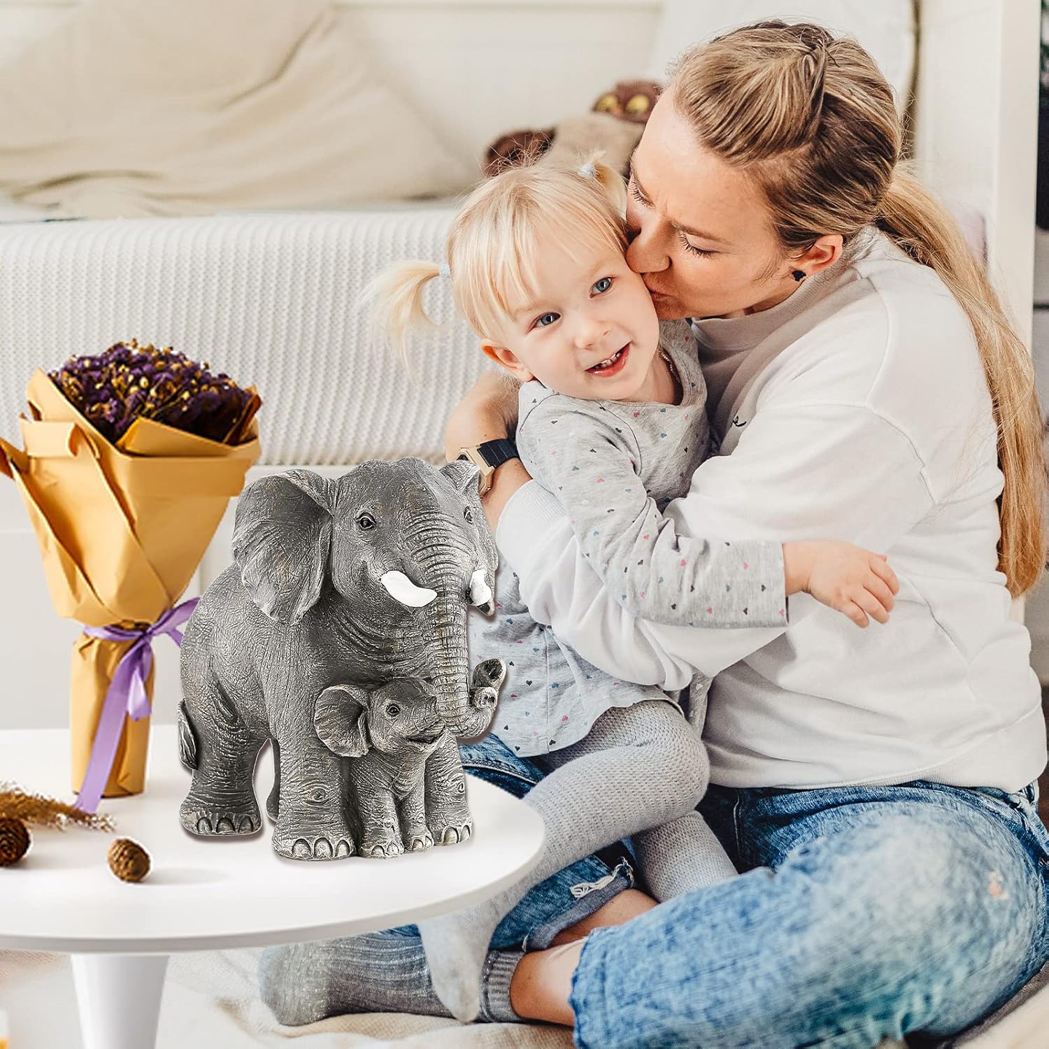 Ylncicn Elephant Statue - Large Grey Home Decor