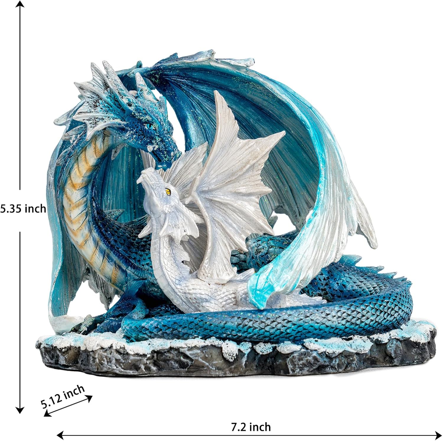 Fantasy Dragon Fairy Figurine Set - Mystic White Dragon Resin Decor