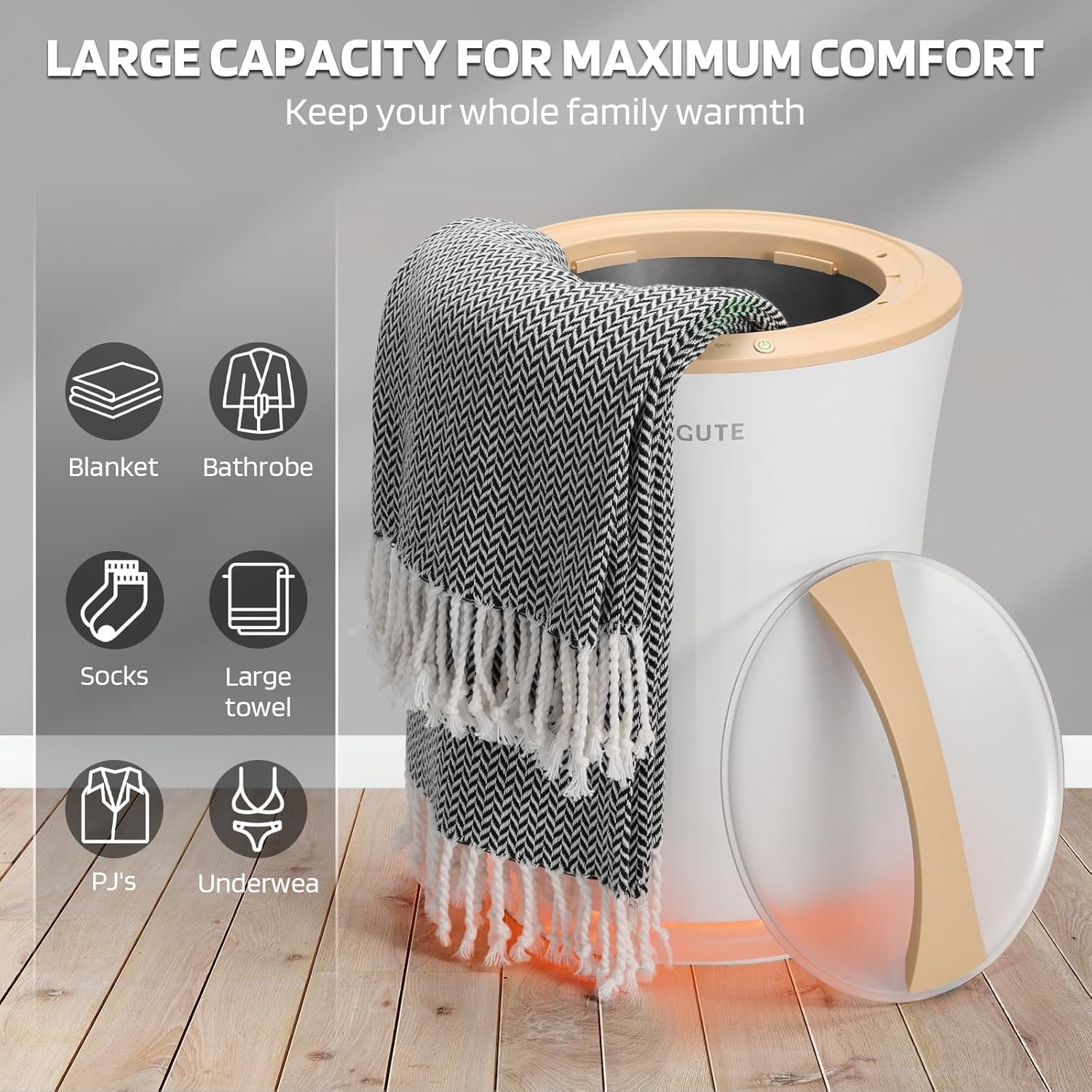 Lagute Towel Warmers Bucket with WiFi Control and RGB Light