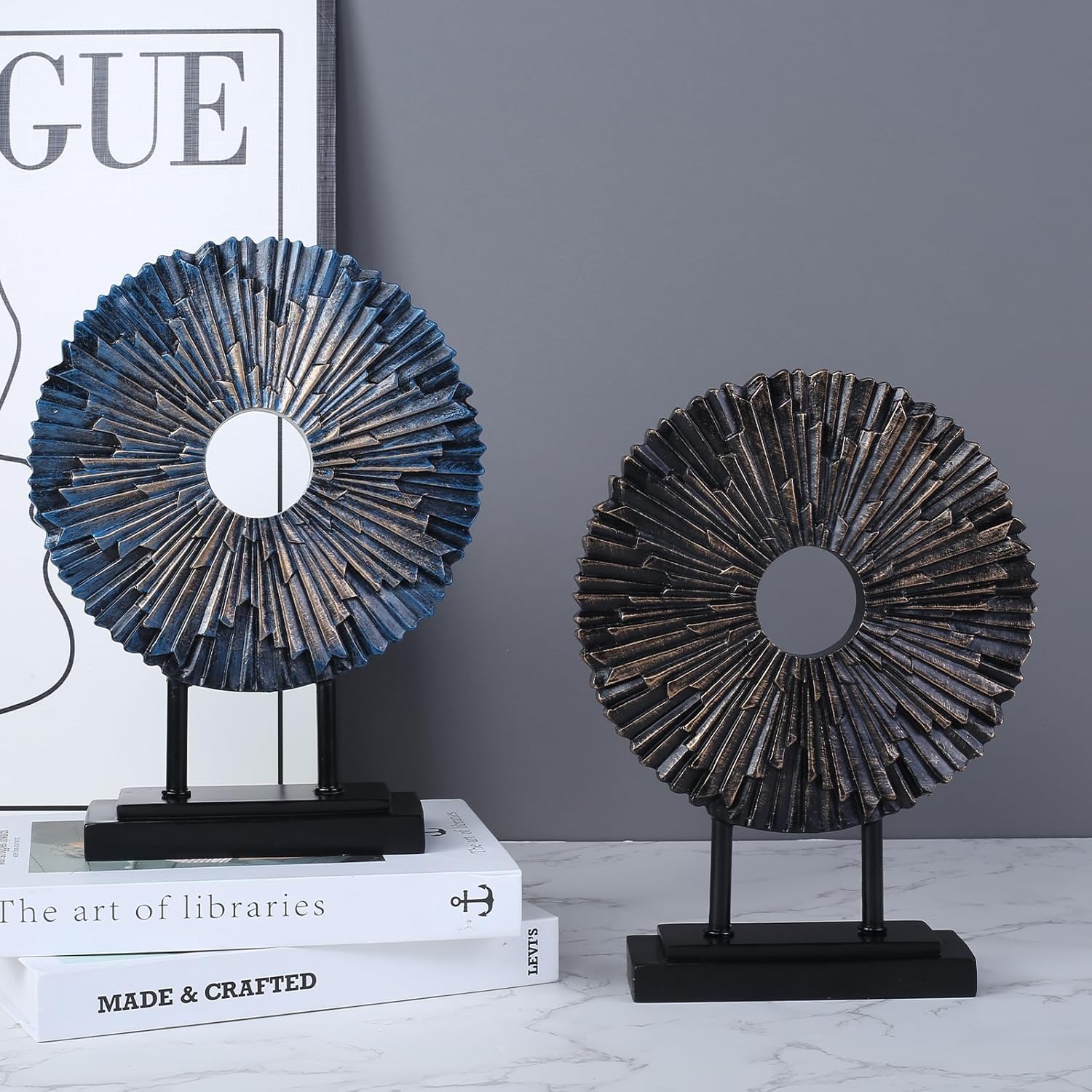CECKQUE Minimalist Round Black Statue Home Decor