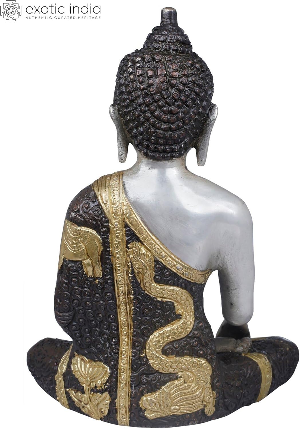 Brass Buddha Touching Earth Statue 8 Inch