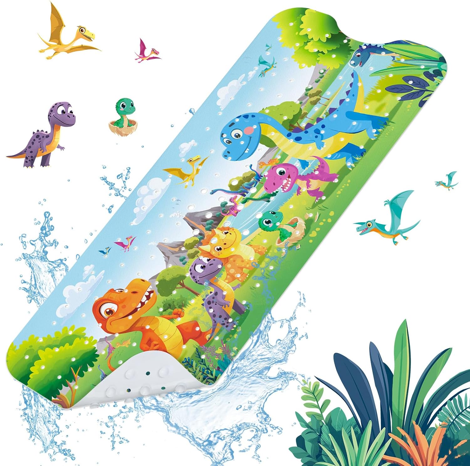 SHUCHING Dinosaur Bath Mat 40 X 16 Inch Non Slip
