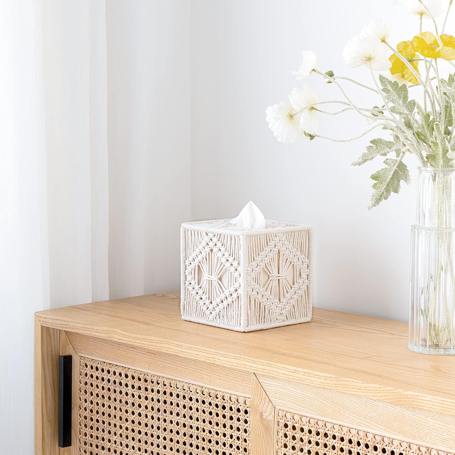 Mkono Boho Macrame Tissue Box Holder