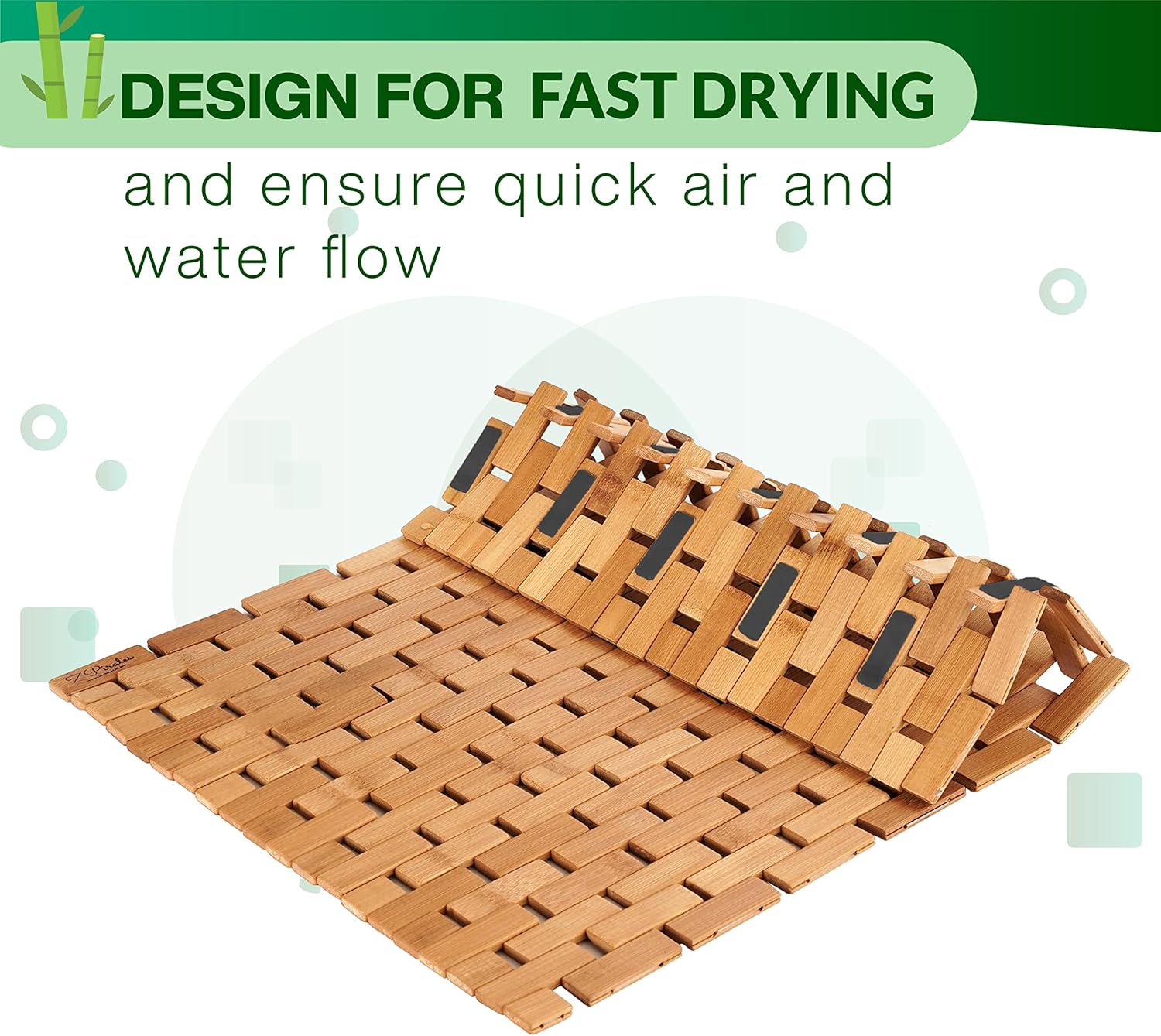 ZPirates Bamboo Bath Mat - 24 x 16 x 04 Inches