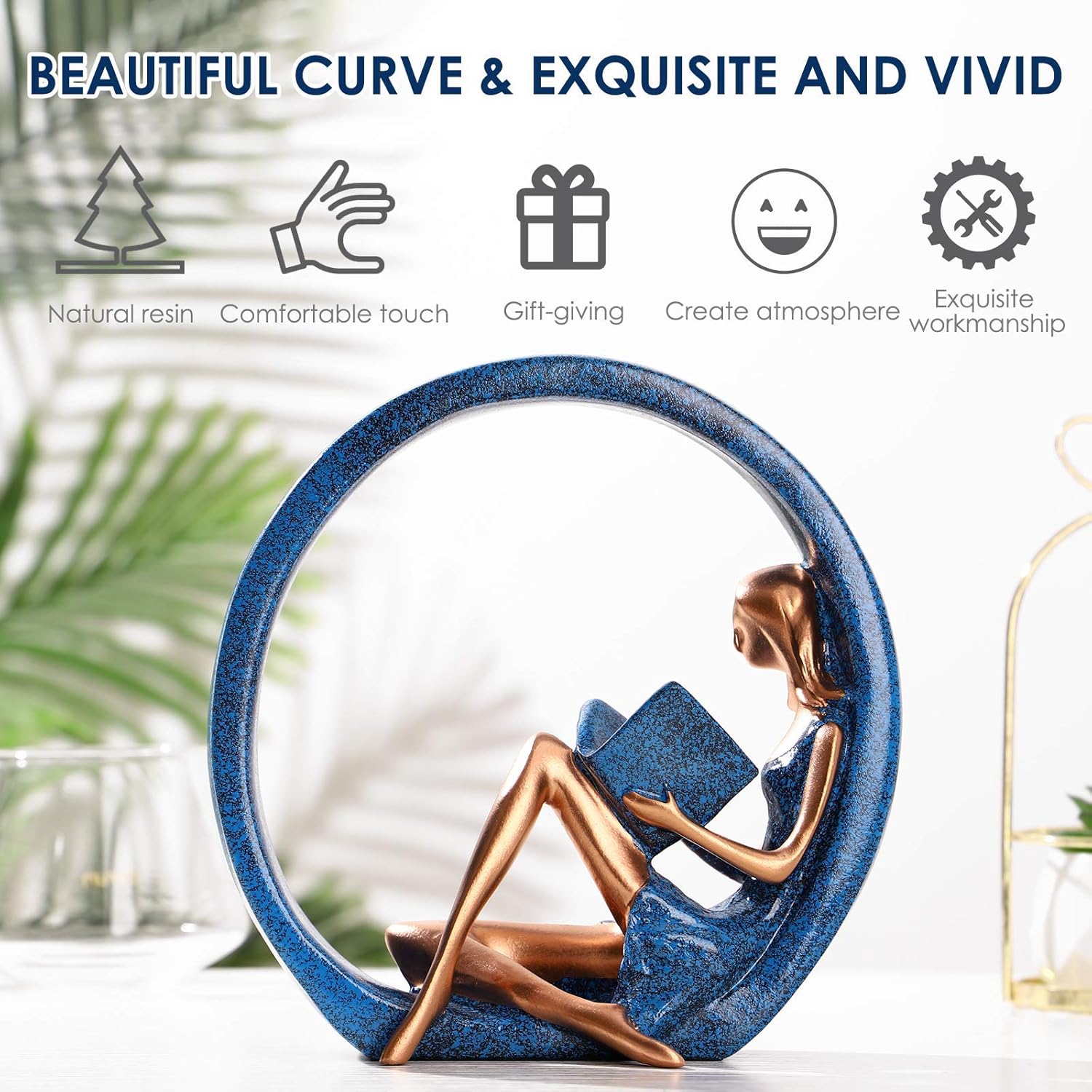 HW 2PCS 11H Girl Statues for Home Decor