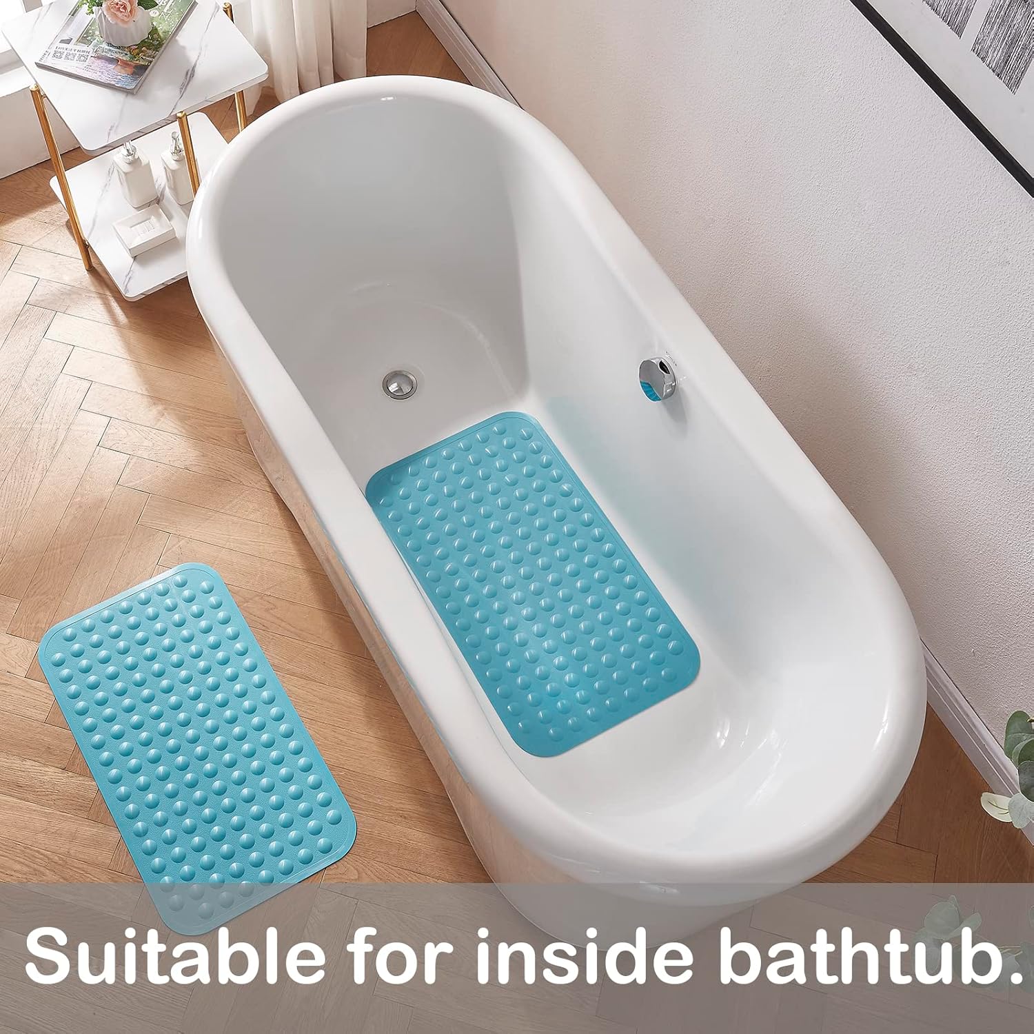 Yanzifly Non Slip Silicone Bathtub Mat - Blue