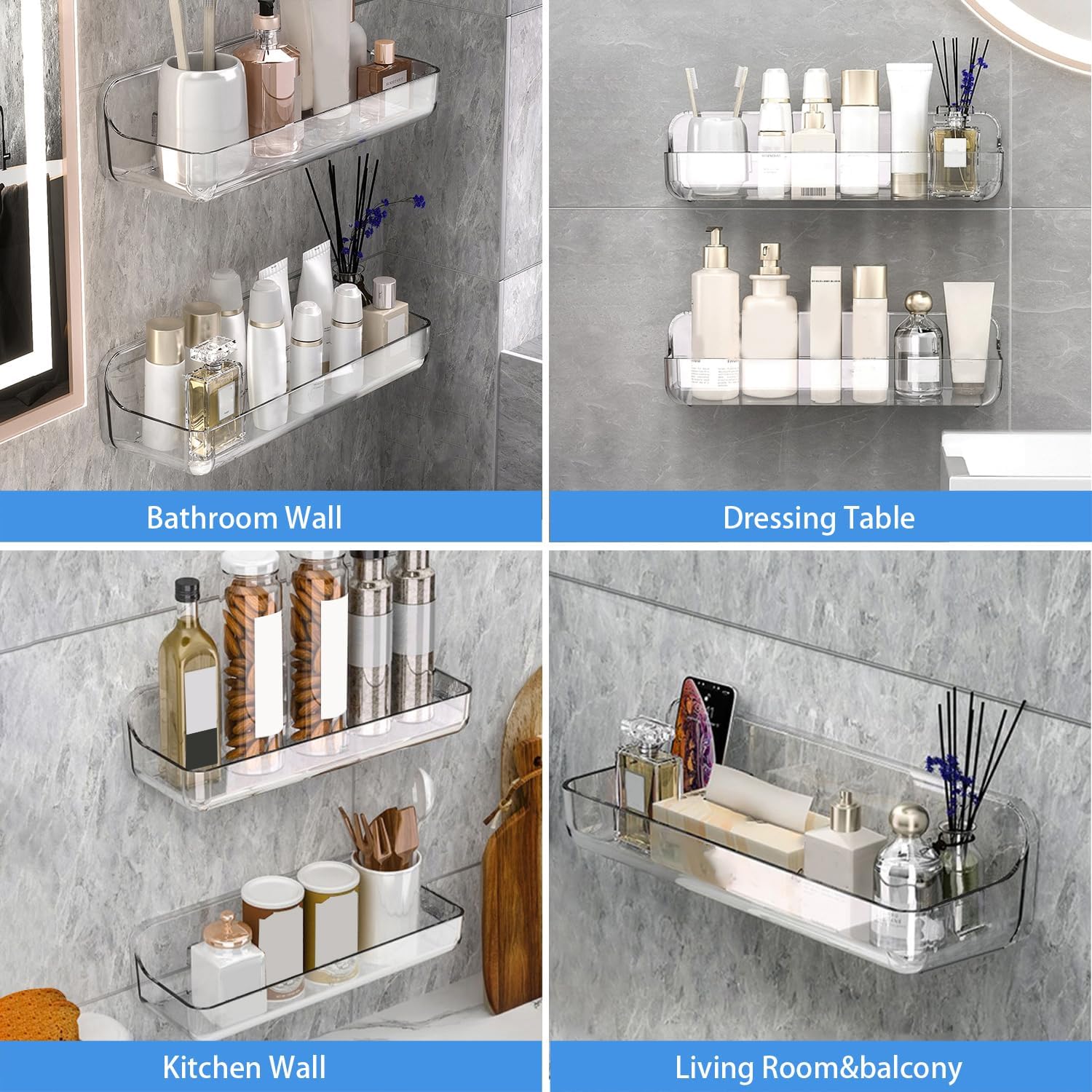 2pc Acrylic Wall Mount Organizer with Self Adhesive Tape