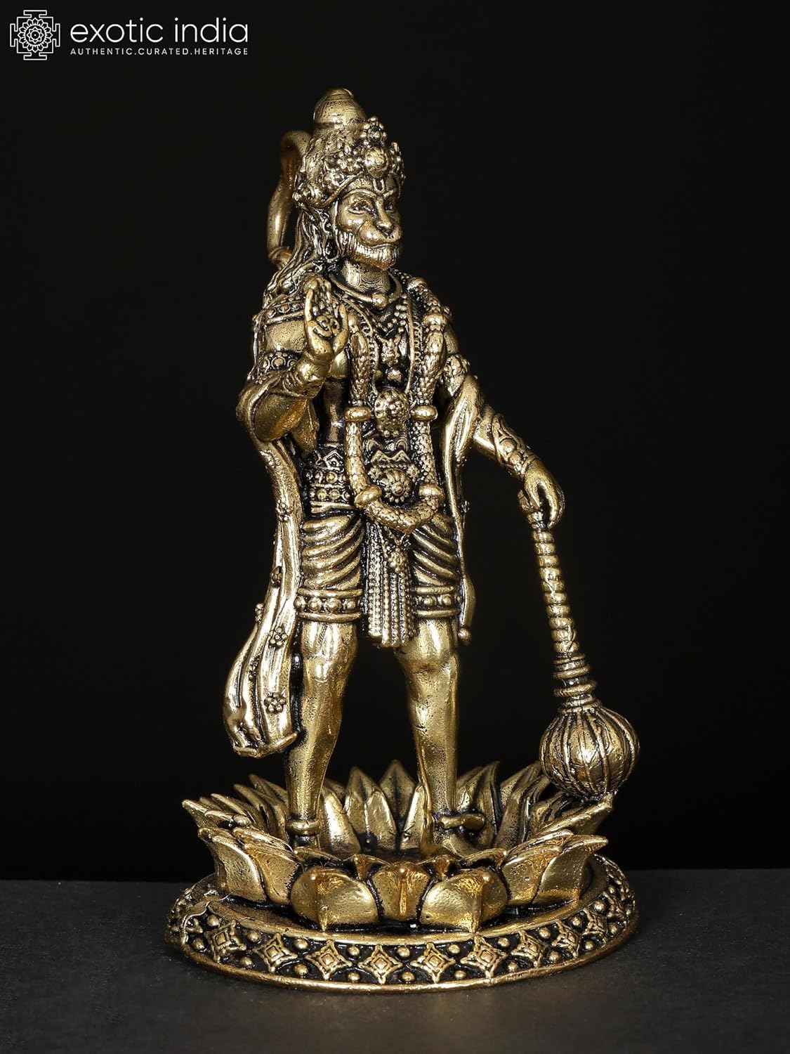 Small Superfine Hanuman Brass Statue Bajrangbali Pooja Temple Decor