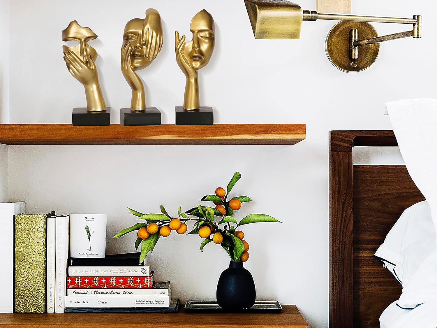3 Piece Thinker Statue Gold Home Decor Resin Sculptures