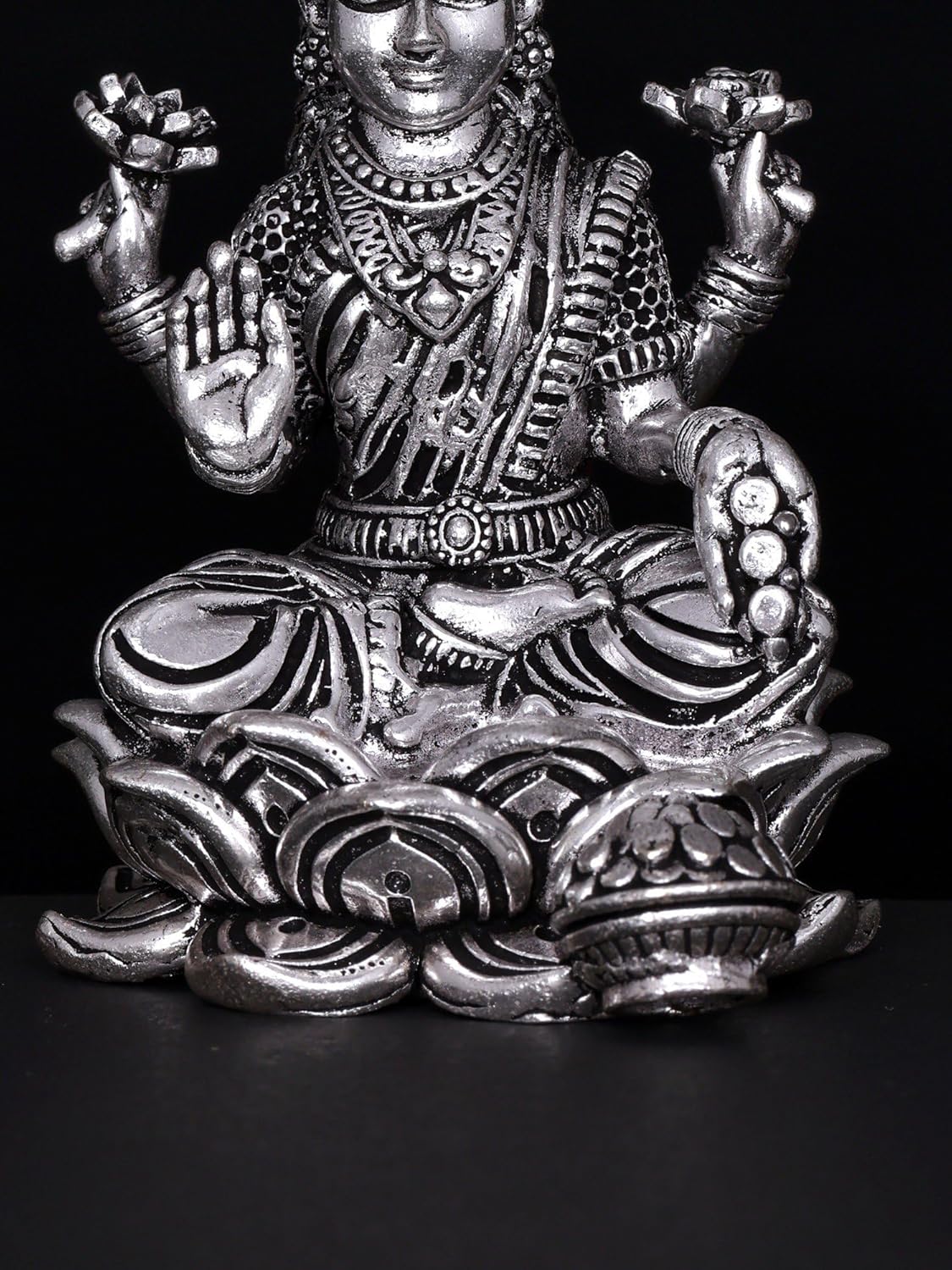 Exotic India Small Superfine Lakshmi Silver Plated Brass Statue