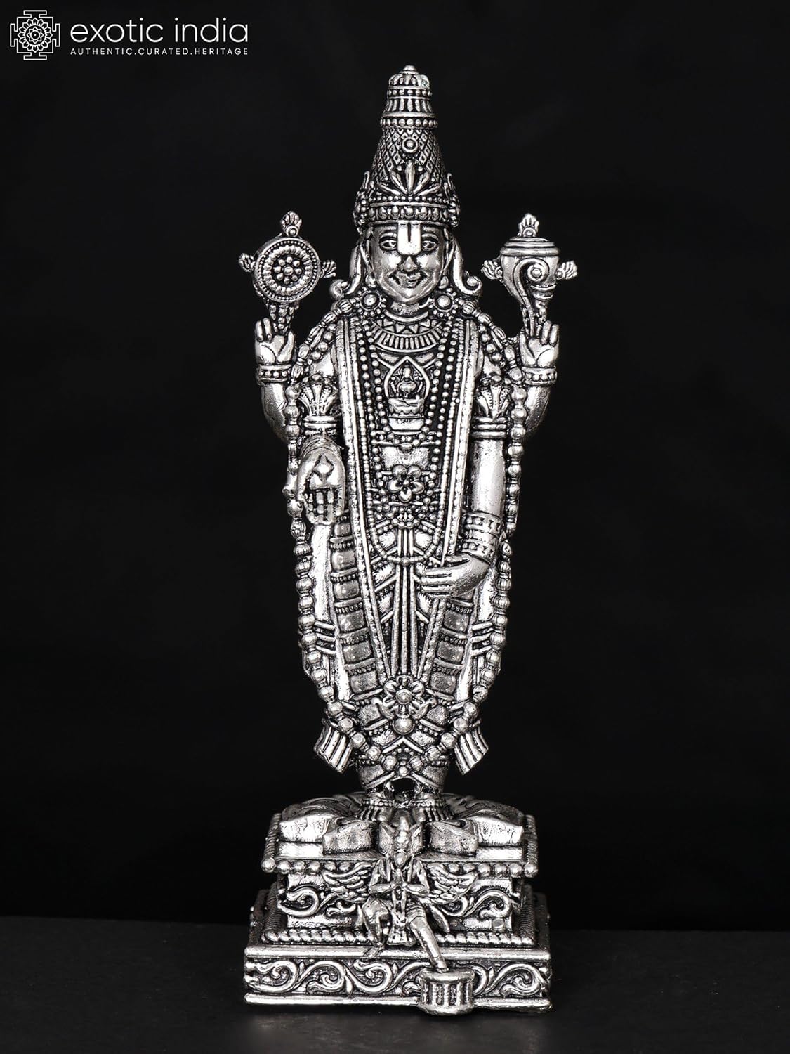 Superfine Lord Tirupati Balaji Brass Statue with Garuda Base