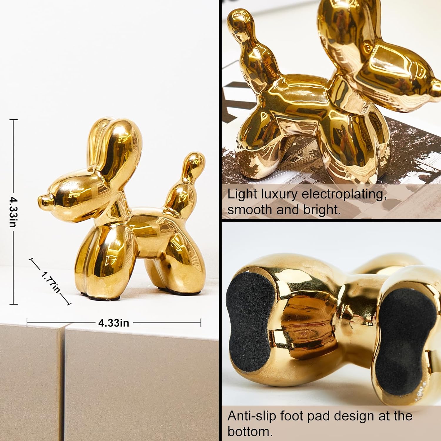 Ceramic Gold Balloon Dog Decor Statue 1