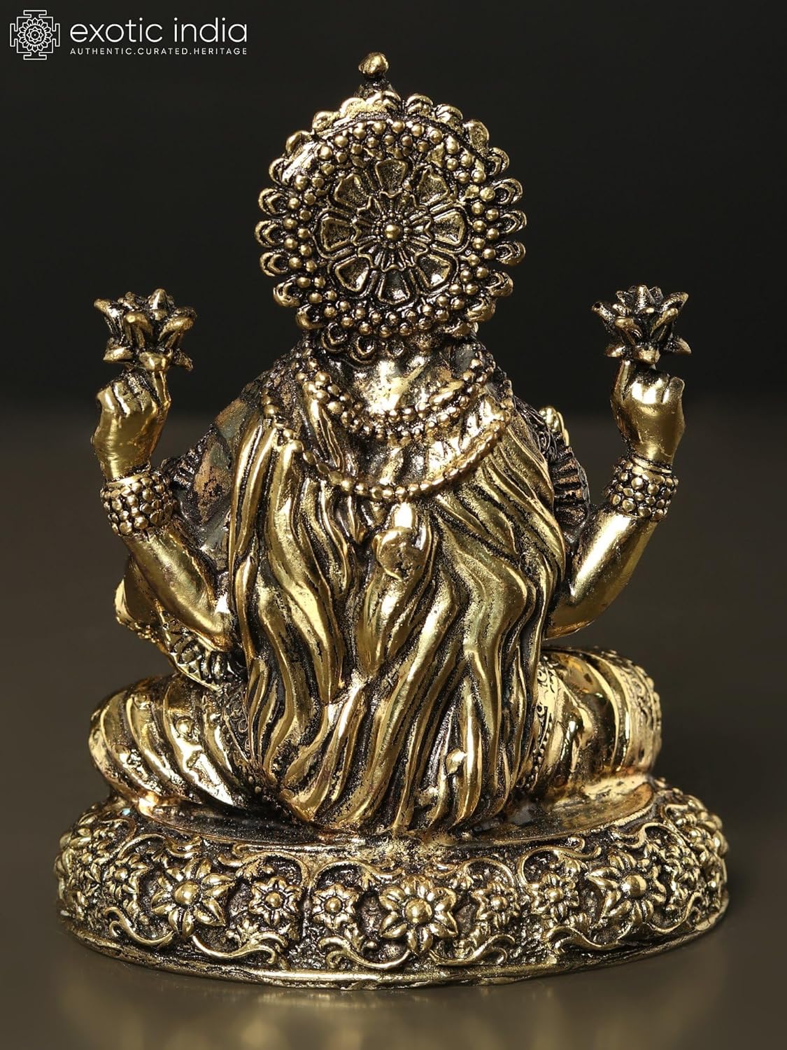 Exotic India Small Brass Lakshmi Statue for Diwali Puja