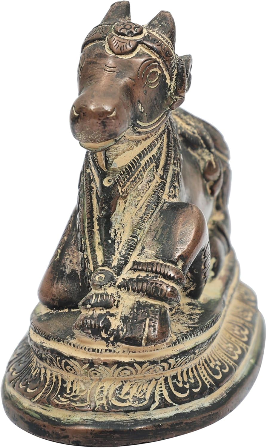 Sitting Nandi Brass Statue Religious Vahana of Lord Shiva