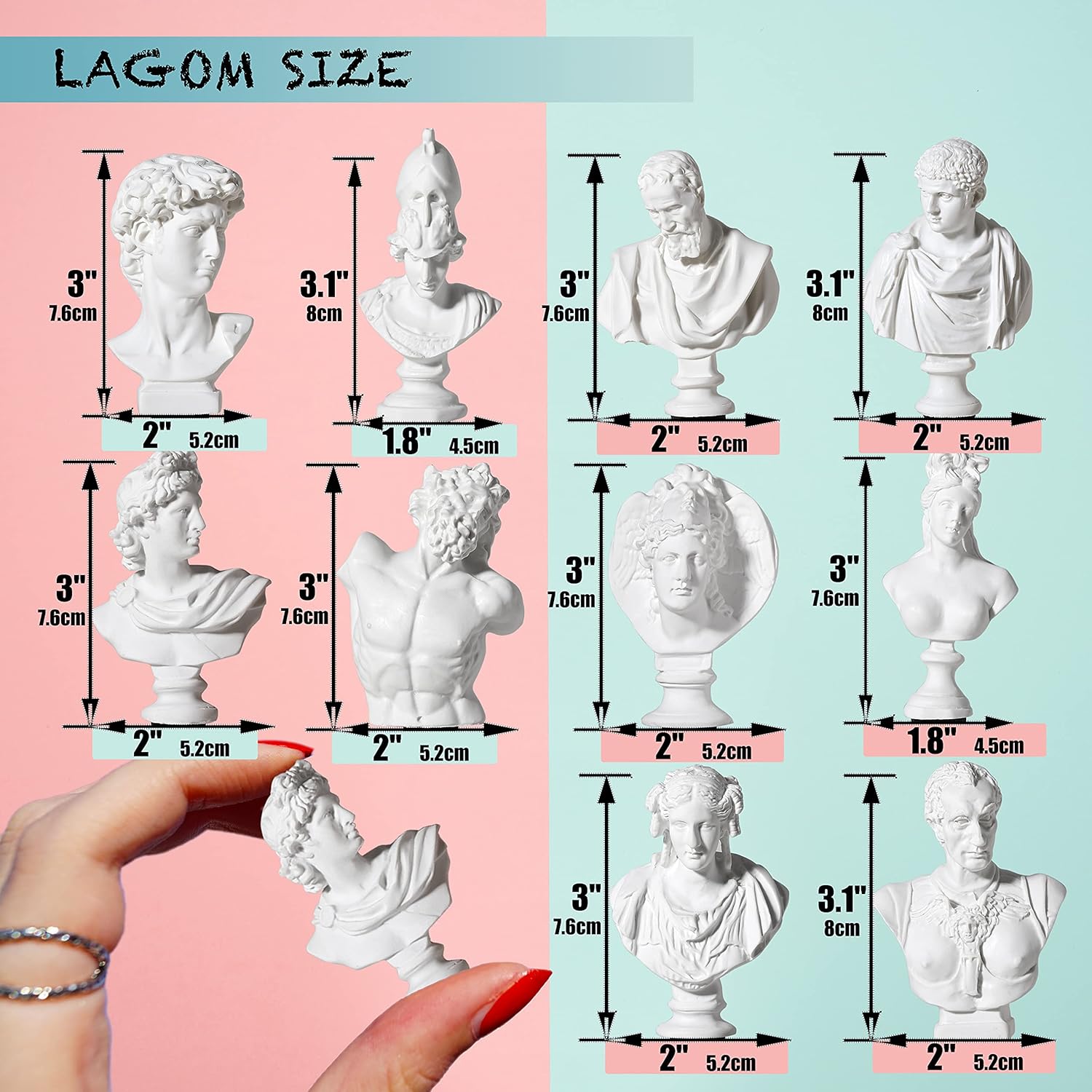 LAGOM HOUSE Greek Bust Statue and Sculptures Set of 10
