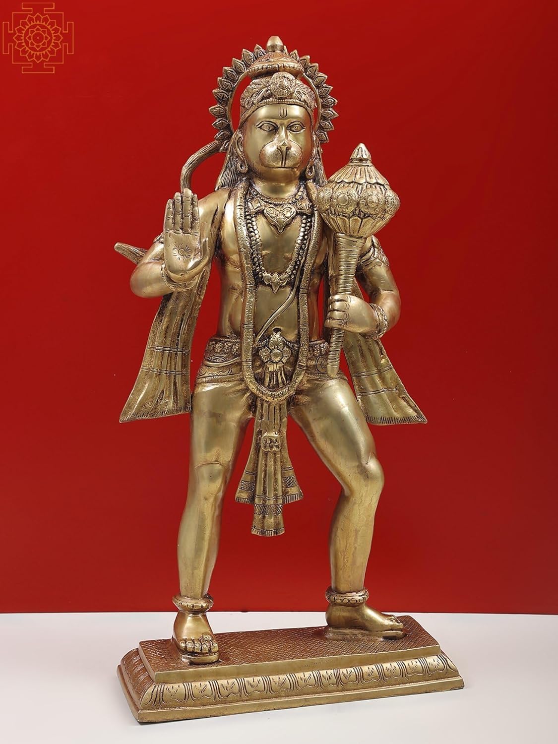 Brass Hanuman Statue 24 Inches for Home Office Decor