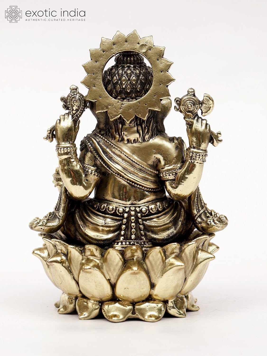 Superfine Lord Ganesha Brass Statue Seated on Lotus 1