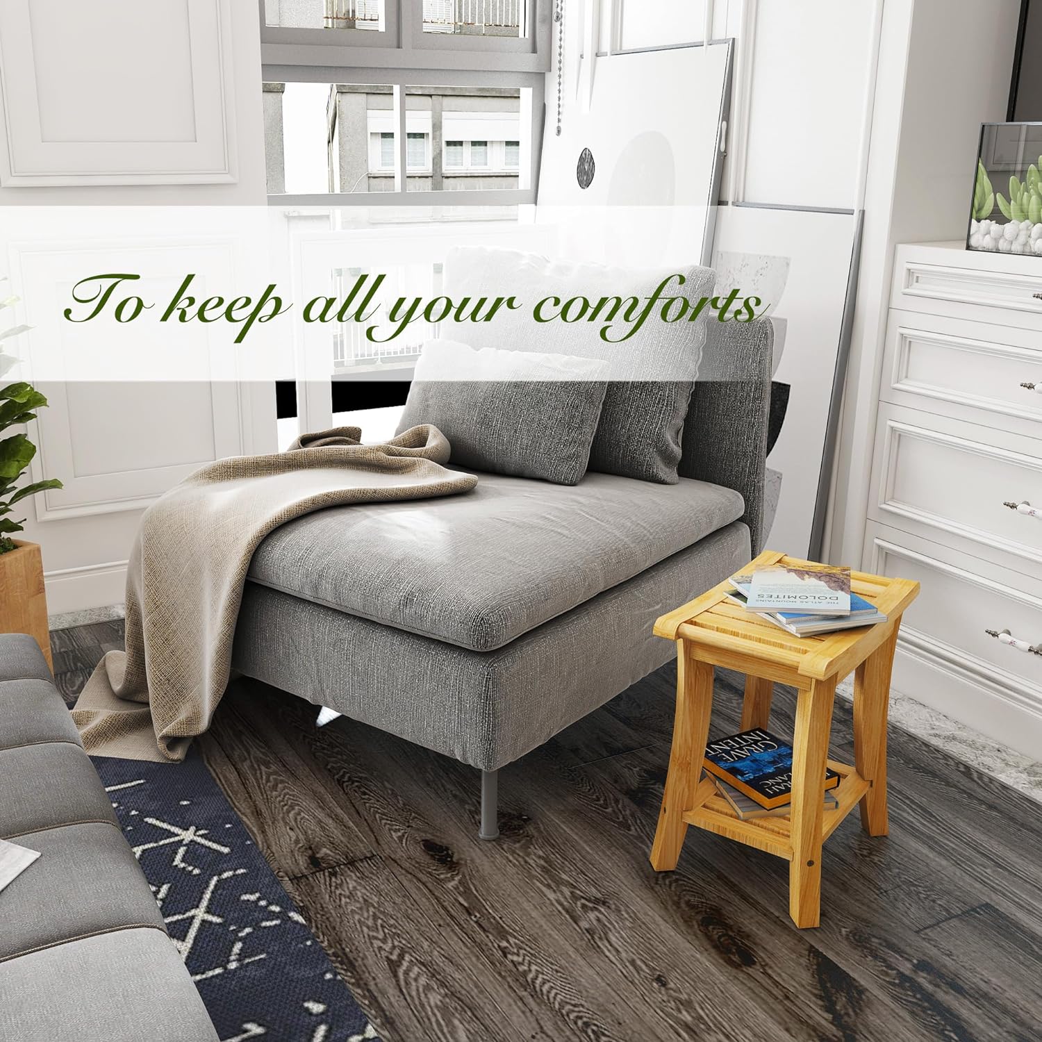 Unibambou Bamboo Shower Bench with Storage Shelf