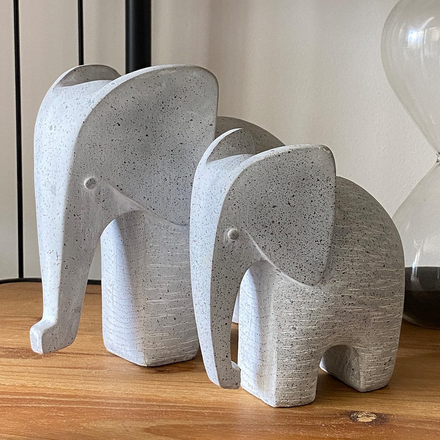 Huey House Elephant Sculptures 2 Piece Set 6 and 5 Light Gray