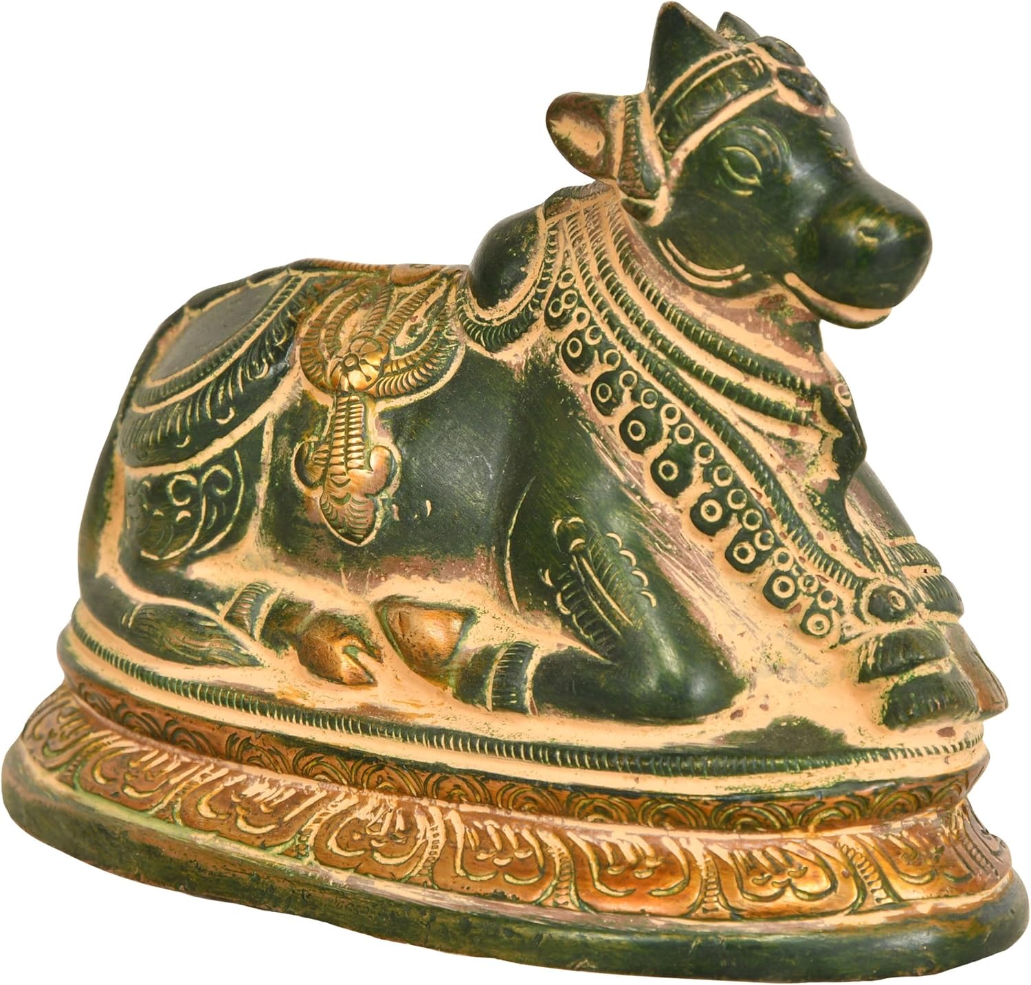 Exotic India Sitting Nandi Brass Statue for Shiva Pooja