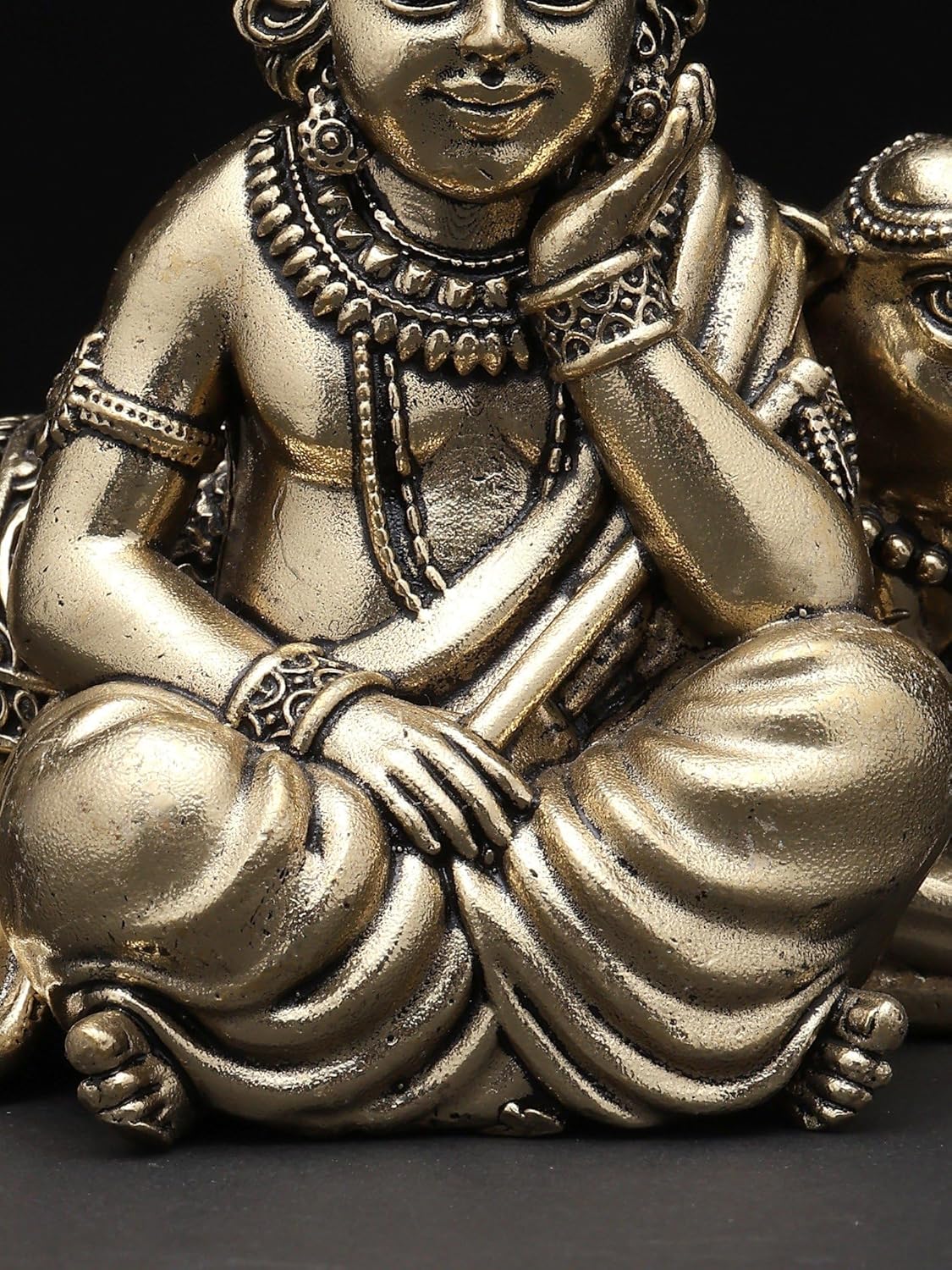Exotic India Small Superfine Bal Gopal Brass Statue Lord Krishna Pooja Idol