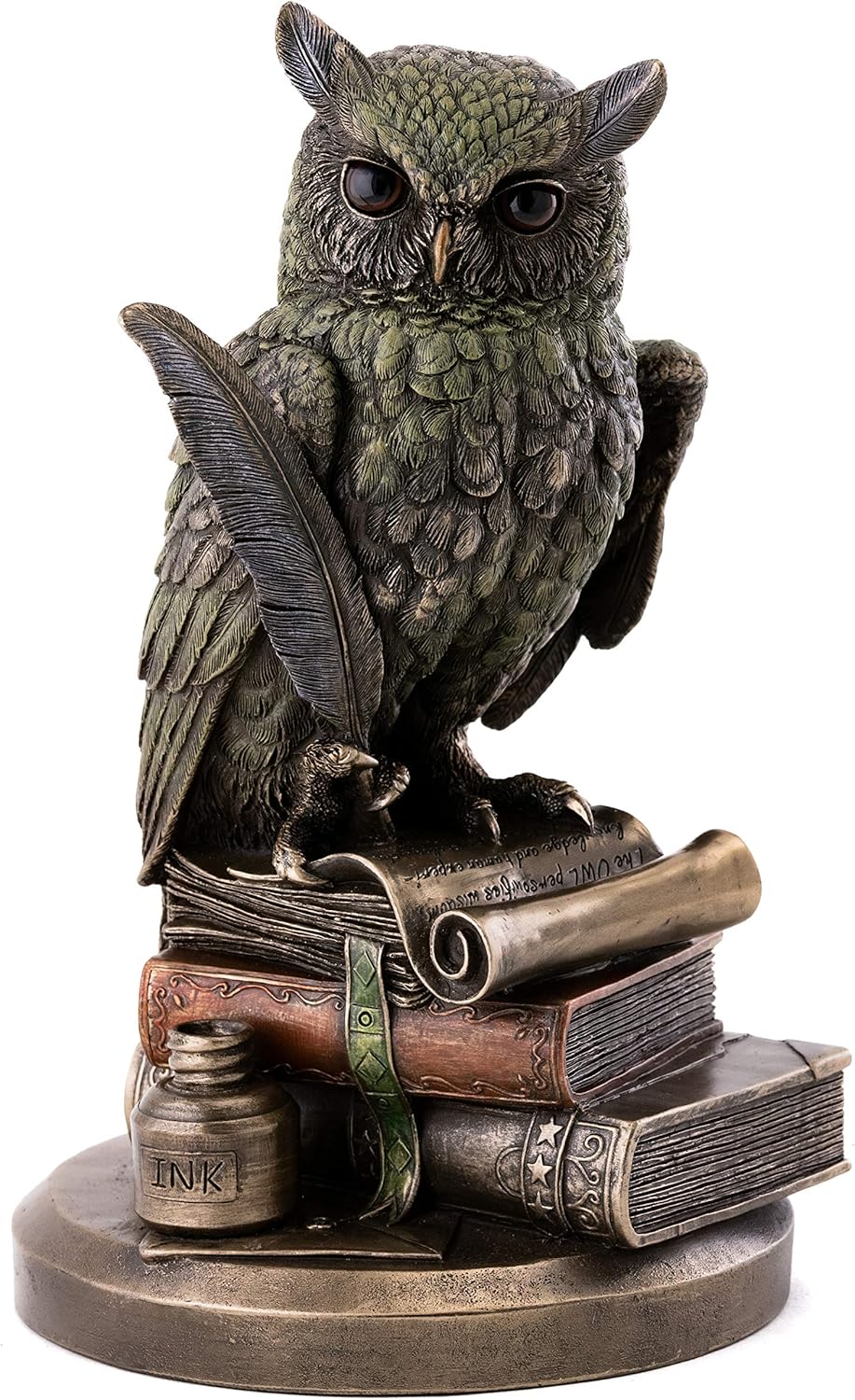 Top Collection Eagle Owl Book Statue - 875-Inch Cold Cast Bronze Collectible