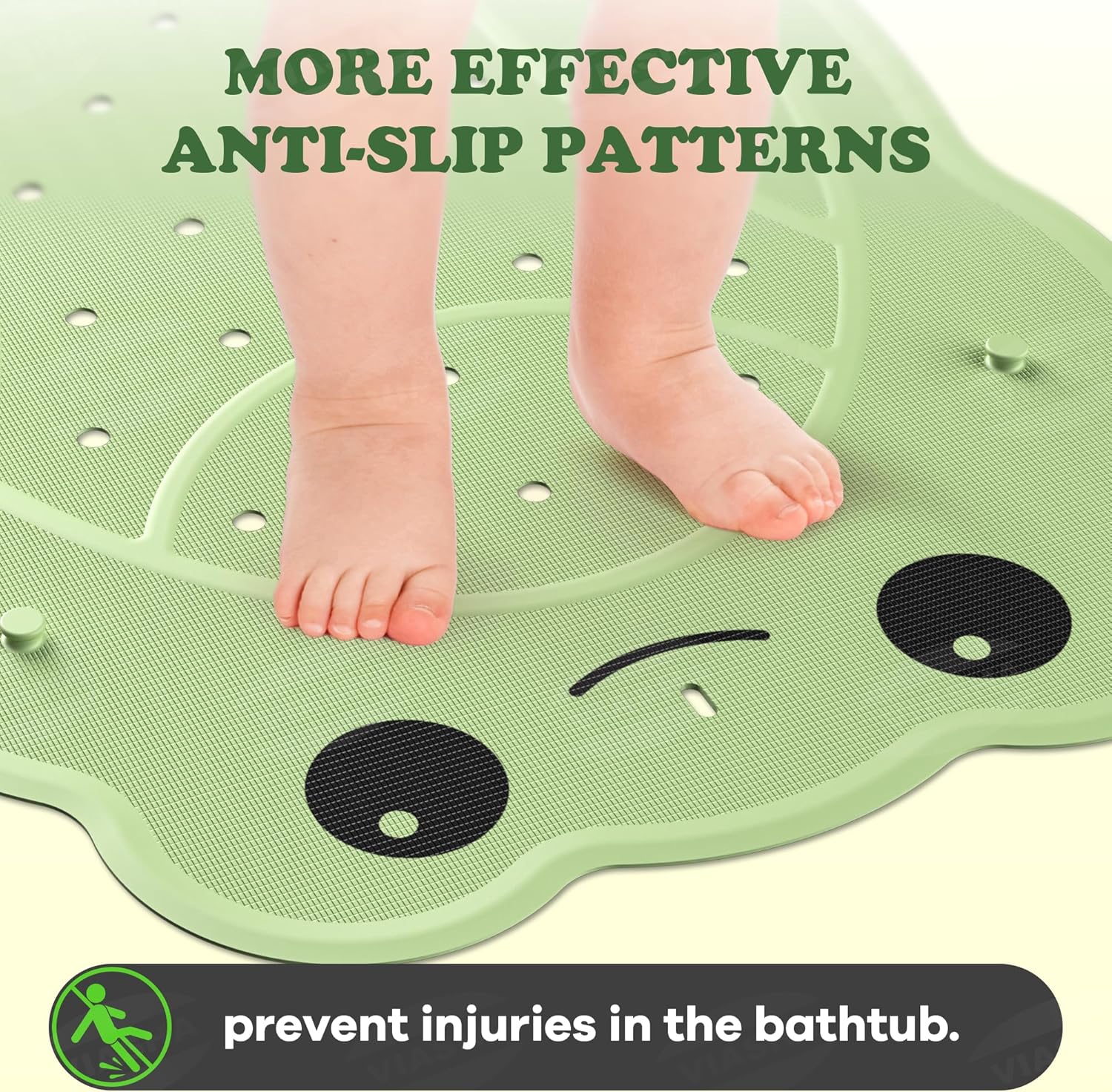 VIASHA Baby Bath Mat with Suction Cups and Frog Design
