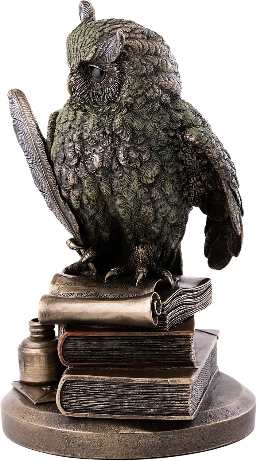 Top Collection Eagle Owl Book Statue - 875-Inch Cold Cast Bronze Collectible