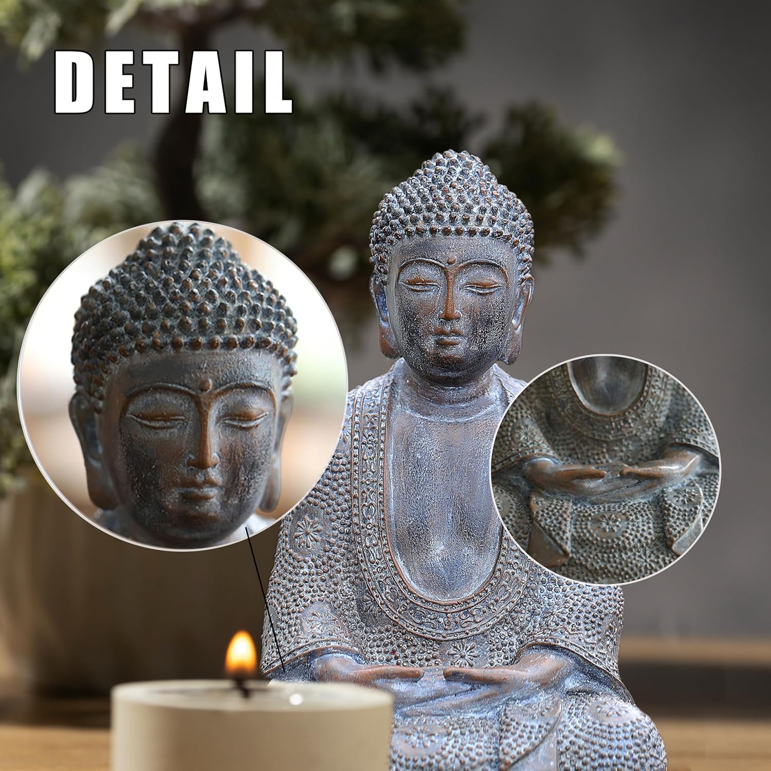 Tolatr Buddha Statue 866 Inch Resin Garden Decor