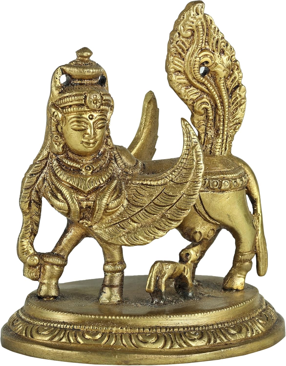Kamadhenu Cow Calf Brass Statue 3 Inch