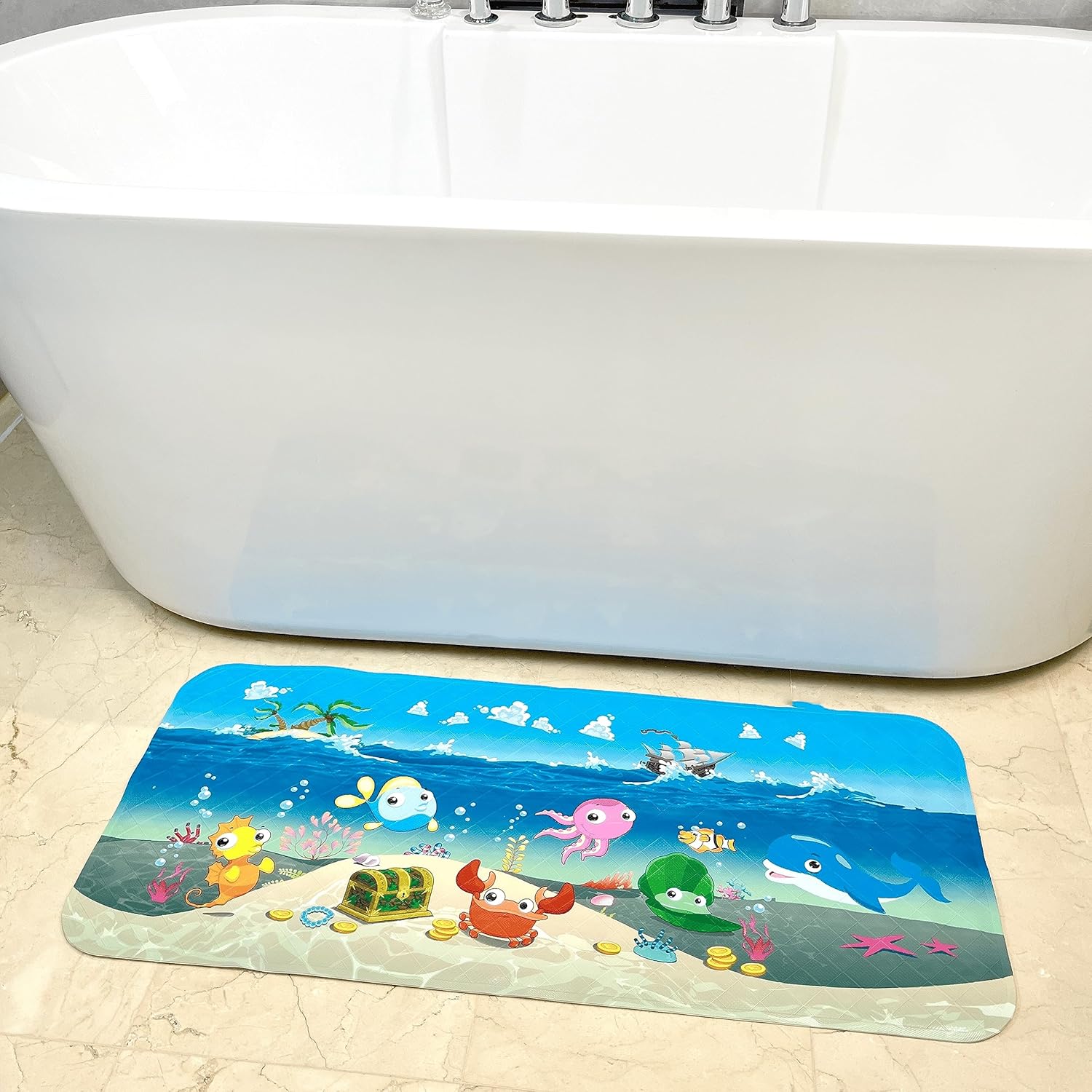 AZONEIN Cartoon Tub Mat - Non Slip Fun Safe for Kids