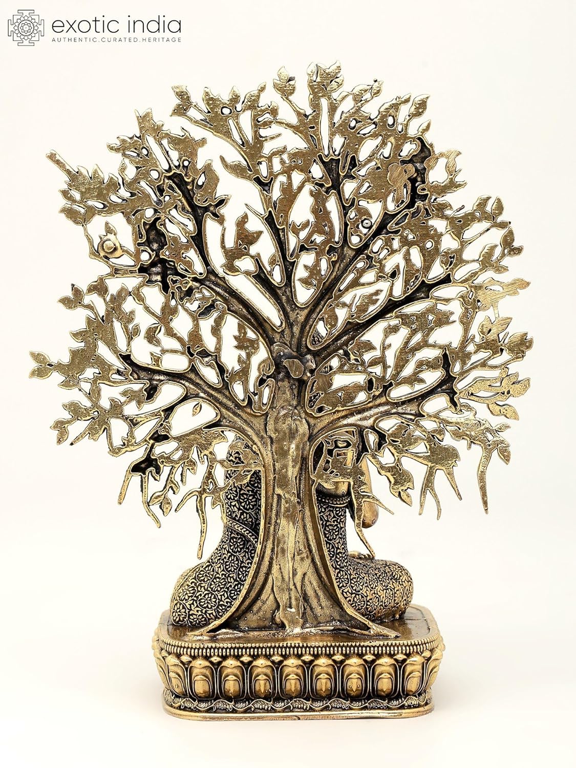 Exotic India Superfine Buddha Brass Statue - 6 Inch Zen Decor