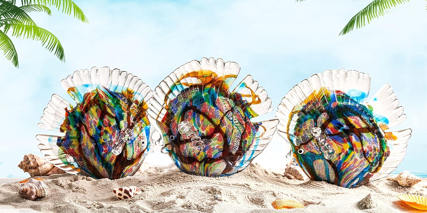 EUSTUMA Hand Blown Glass Tropical Fish Ornament Decor