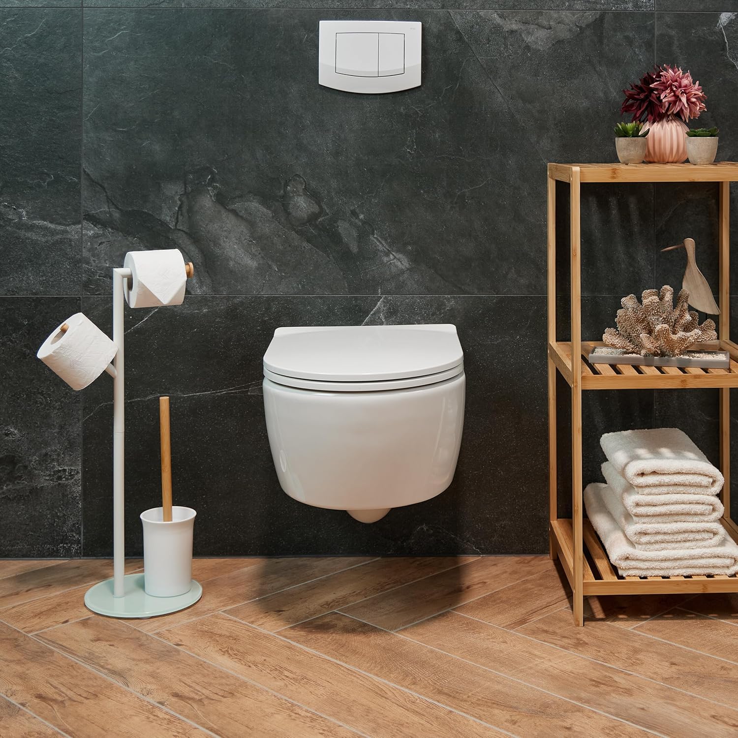Relaxdays Toilet Roll Brush Holder Set