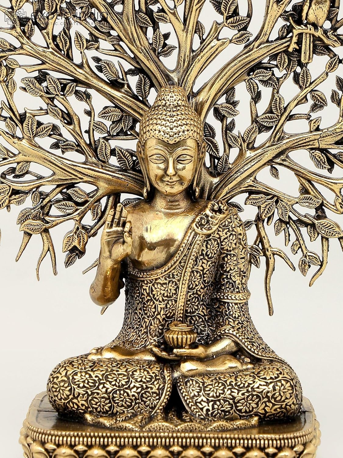 Exotic India Superfine Buddha Brass Statue - 6 Inch Zen Decor