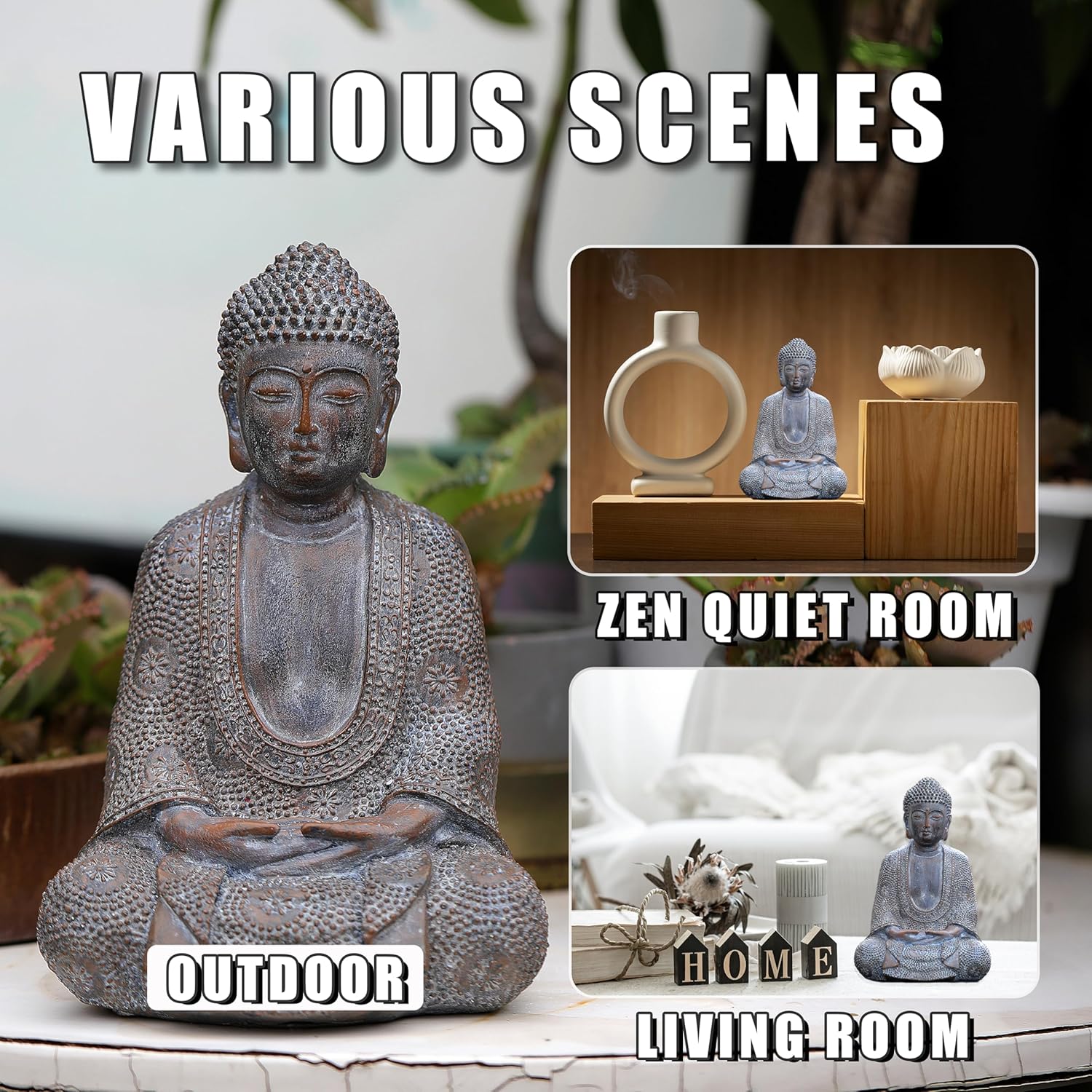 Tolatr Buddha Statue 866 Inch Resin Garden Decor
