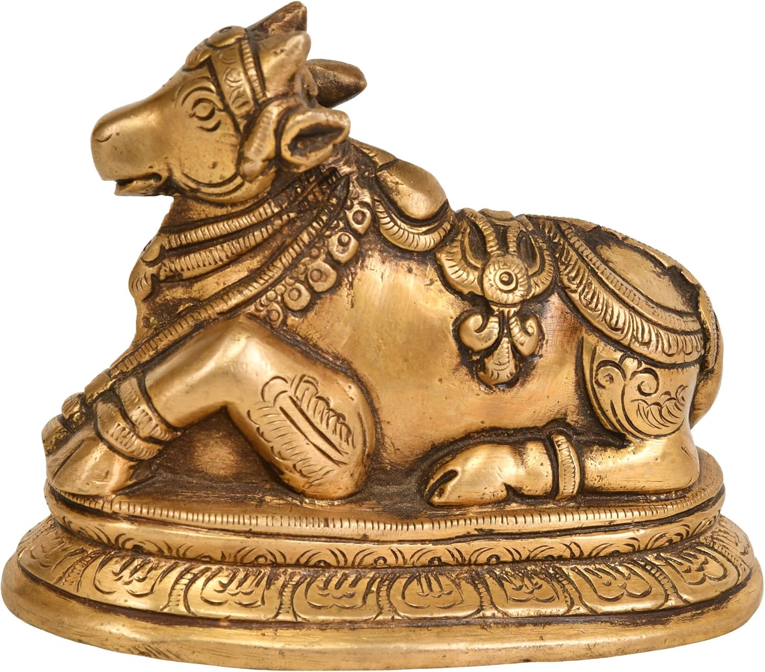 Sitting Nandi Brass Statue - Religious Vahana for Shiva Pooja